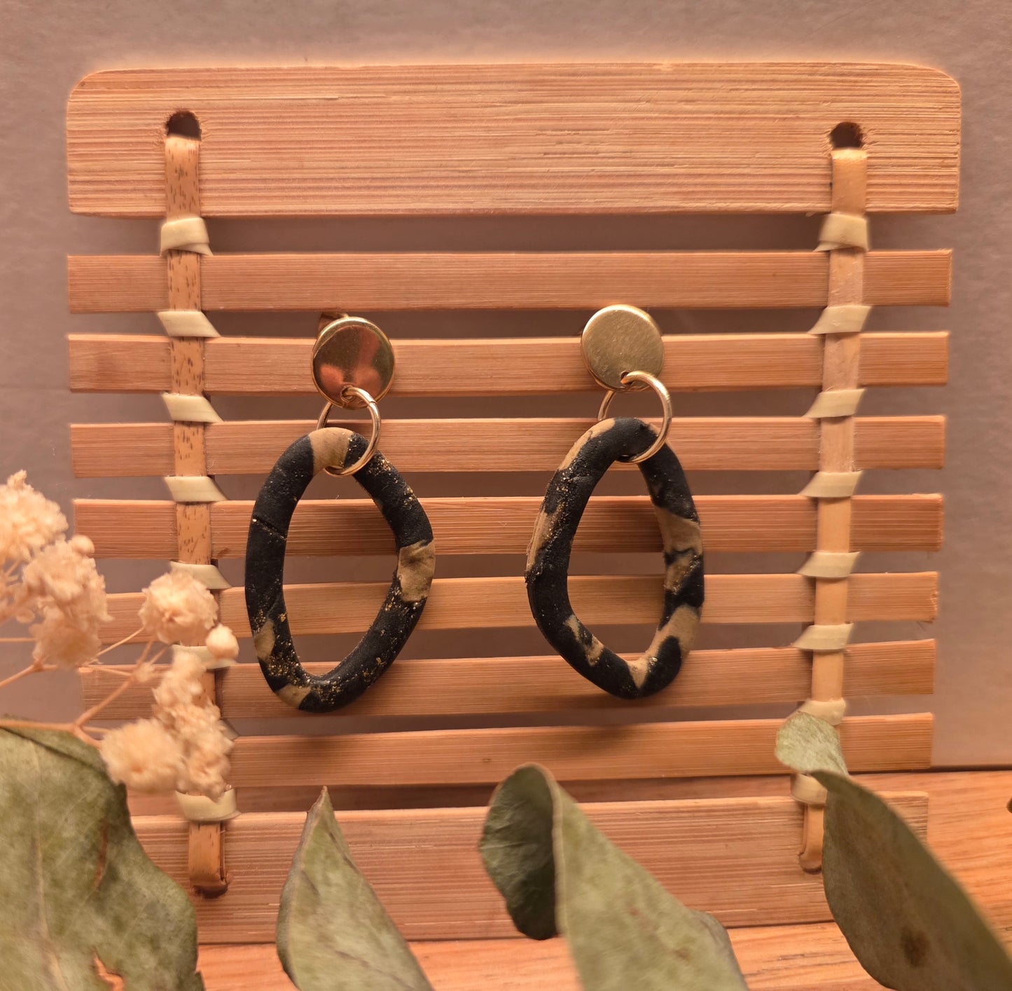 Black Marvel handmade polymer clay earrings