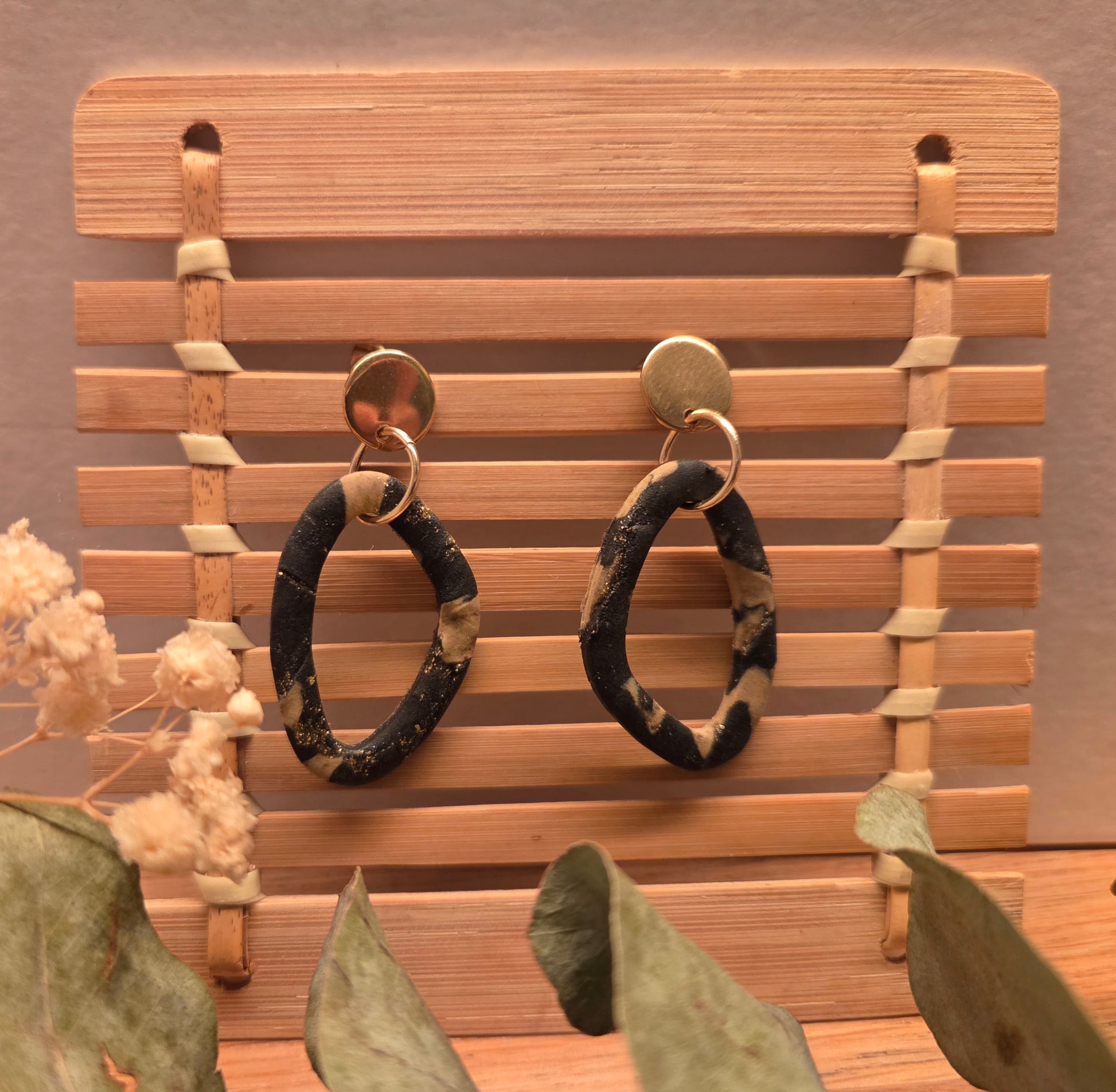 Black Marvel handmade polymer clay earrings